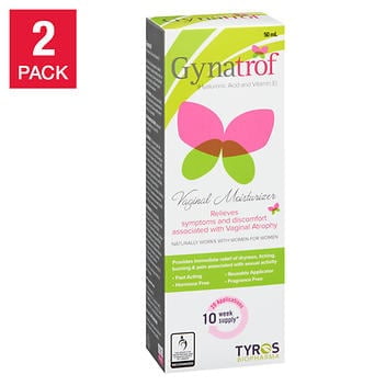 Gynatrof Natural Vaginal Moisturizer, Hyaluronic Acid & Vitamin E, 2 x 50 mL