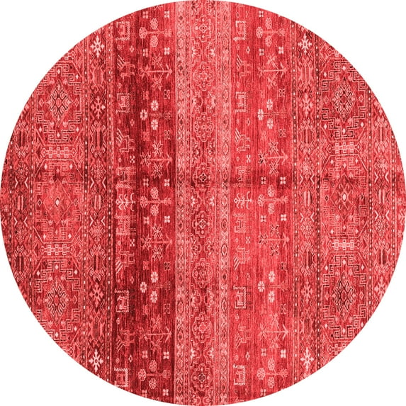 Ahgly Company Indoor Round Abstract Red Modern Area Rugs, 4' Round