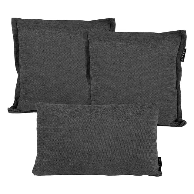 Set de 3 Cojines (2 Cuadrados + 1 Rectangular) Gris Carbon