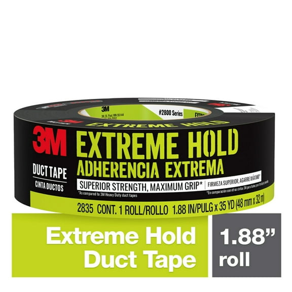 3M 2835-B Duct Tape, 35 yd L, 1.88 in W, Black