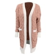 thumbnail image 4 of VISALY Long Cardigans Cardigan with Pockets Women's Fall Cable Knit Cardigan Sweaters Casual Long Sleeve Open Front Loose Outerwear Coats Chunky Cardigan Sweaters Plus Size Cardigan Lightweight Pink M, 4 of 5