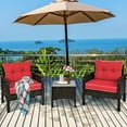 thumbnail image 1 of Costway 3PCS Outdoor Rattan Conversation Set Patio Furniture Cushioned Sofa Chair Red, 1 of 9