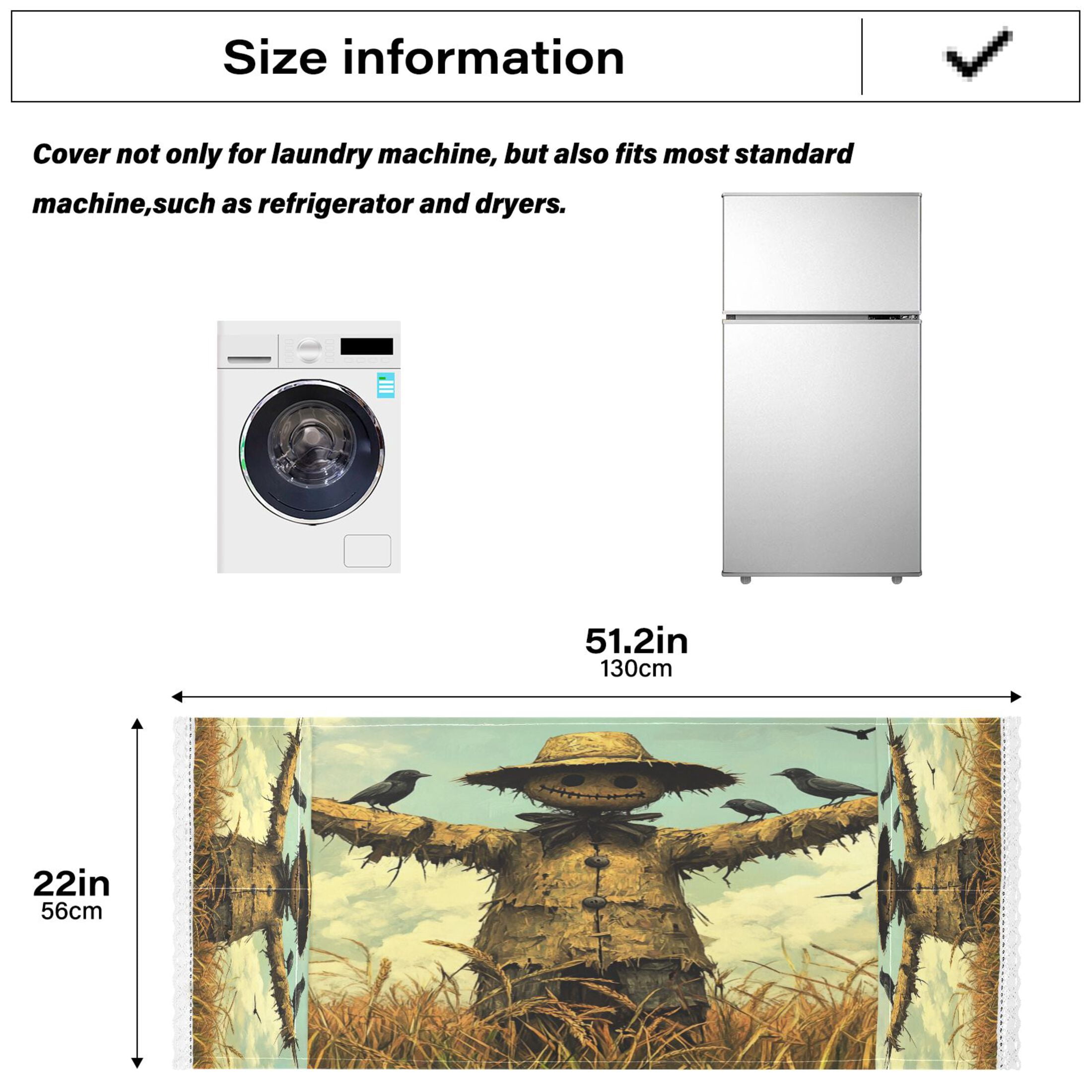 WOBOGO Scarecrow in A Rice Field with Sparrows Washing Machine Cloth Dryer Refrigerator Top Cover Protective Non-Slip Mat For Kitchen Laundry