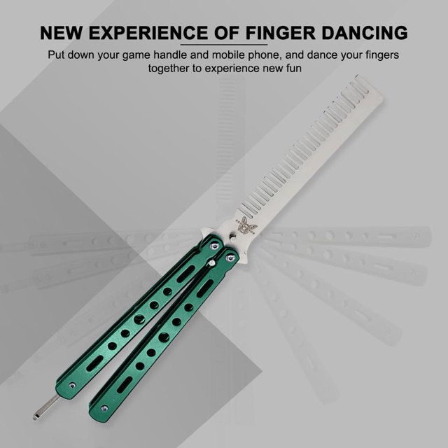 Peine plegable práctica entrenamiento mariposa cuchillo herramienta de peluquería (verde) Likrtyny Cuidado Belleza