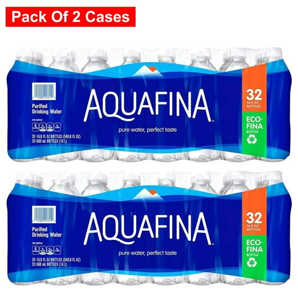 Aquafina Purified Drinking Water 16.9 Oz, 2 Cases (32 Bottles Per Case) Total 64 Bottles