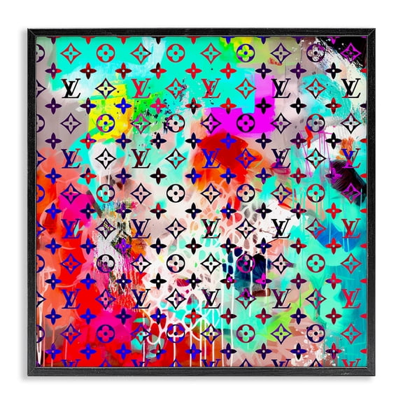 Stupell Industries Art Deco Urban Glam Logo Pattern Black Framed Giclee Art, 17 x 17, by Ziwei Li