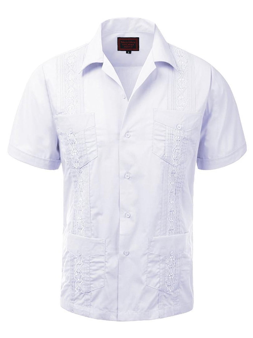 Guayabera Cuban Beach Wedding Short Sleeve Casual Dress Shirt S - Walmart.com