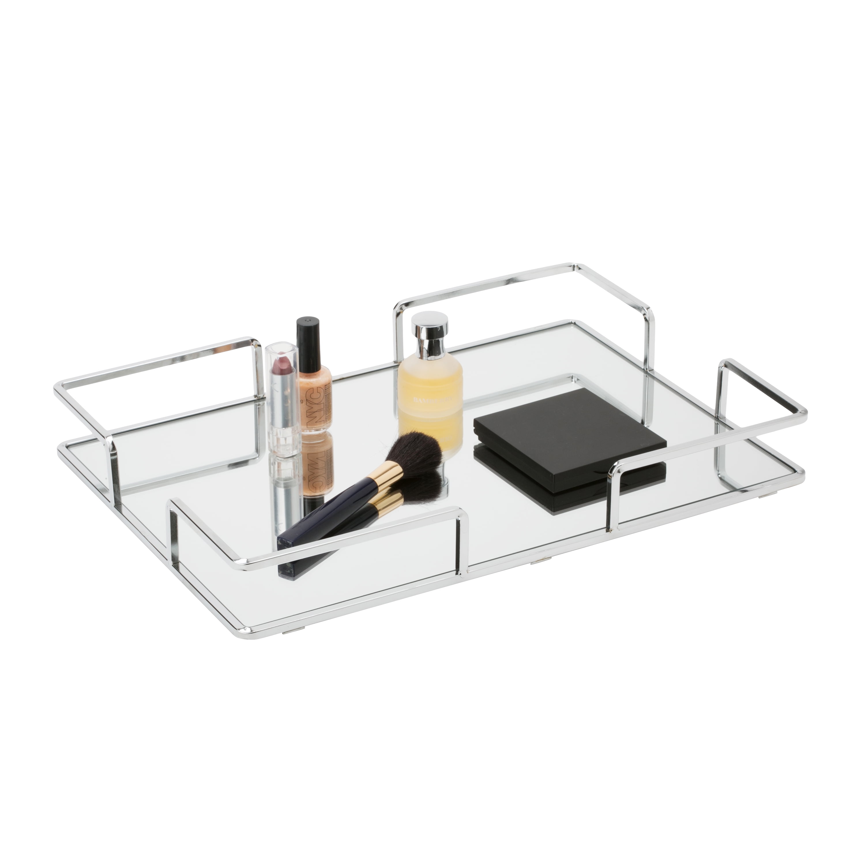  AQ Chrome Vanity Tray - 2-Tier Mirror Tray for Makeup,  Skincare, Perfume Tray for Collection Display, No Assembly Required, Classy  and Elegant Dresser Decor or Bathroom Organizer, Sturdy Base : Home
