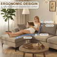thumbnail image 3 of Howcool 106" U-Shaped Sectional Sofa, 4 Seat Modular Couch with Double Chaise, Polyester Blend Upholstered Modern Living Room Furniture with Metal Legs, Khaki(Thick Sponge), 3 of 10