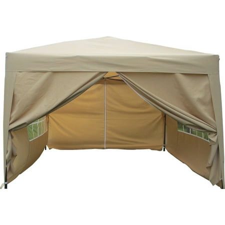 10' x 10' Ez Pop Up 4 Walls Canopy Party Tent Heavy Duty, Tan 6051