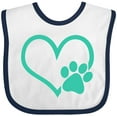 thumbnail image 3 of Inktastic Teal Heart With Paw Print Boys or Girls Baby Bib, 3 of 4