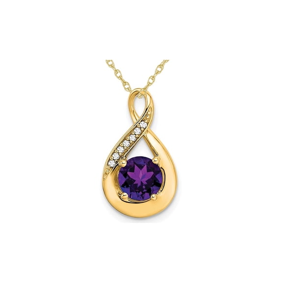 4/5 Carat (Ctw) Natural Amethyst Infinity Pendant Necklace in 14K Yellow Gold with Chain