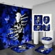 thumbnail image 1 of Juego de 4 cortinas de ducha con diseño de calaveras, diseño de esqueleto, luna, flores, plantas, mariposas, azules, verdes y setas, decoración de baño, cortina de ducha de tela negra impermeable,, 1 of 7