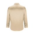 thumbnail image 4 of BiZtdJrK Men's Luxury Satin Dress Shirt Shiny Long Sleeve Button Up Shirts Solid Color Lapel Work Blouses Wedding Party Prom Shirt Tops Prime Today Khaki M, 4 of 6