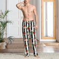 thumbnail image 5 of Uemuo Rose Flowers Pattern Men's Wide Leg Palazzo Lounge Pants with Pockets Light Weight Loose Comfy Casual Pajama Pants-X-Large, 5 of 9