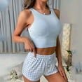 thumbnail image 4 of snilers 2 Piece Pajama Set for Women Sleeveless Tank Top and Shorts 2 Piece Outfits Sleepwear Fashion Casual Striped Lounge Set, 4 of 4