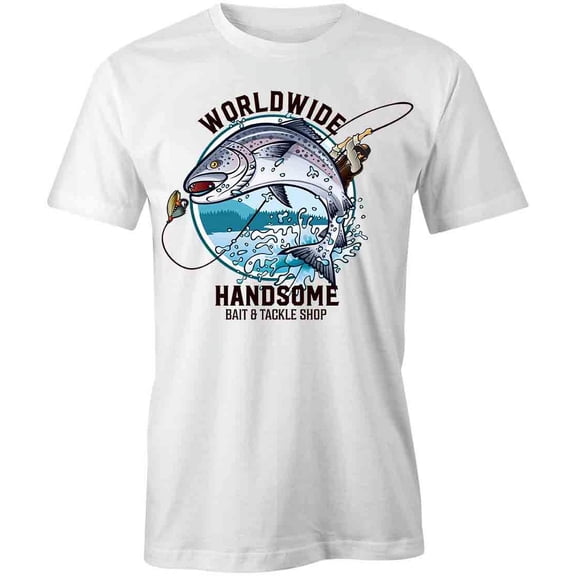 Worldwide Handsome Bait T-Shirt | Cool Fishing White Tee Gift