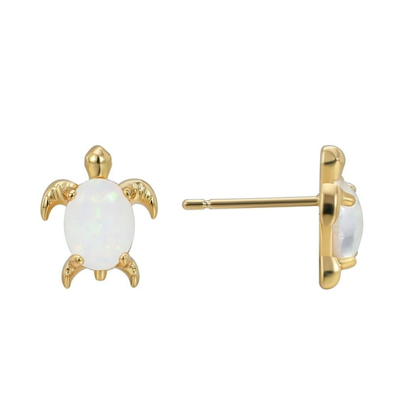 Lightweight Opal Sea Turtles Stud Earrings For Women Summer Gold Earrings Cute Gold Plated Jewelry For Daily Wear Gifts