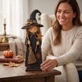 thumbnail image 7 of Vintage Hand Carved Wooden Witch Figurine, Standing Folk Art Witch Statue, Halloween Tabletop Decor for Shelf Fireplace Mantel Home Decoration, 7 of 7