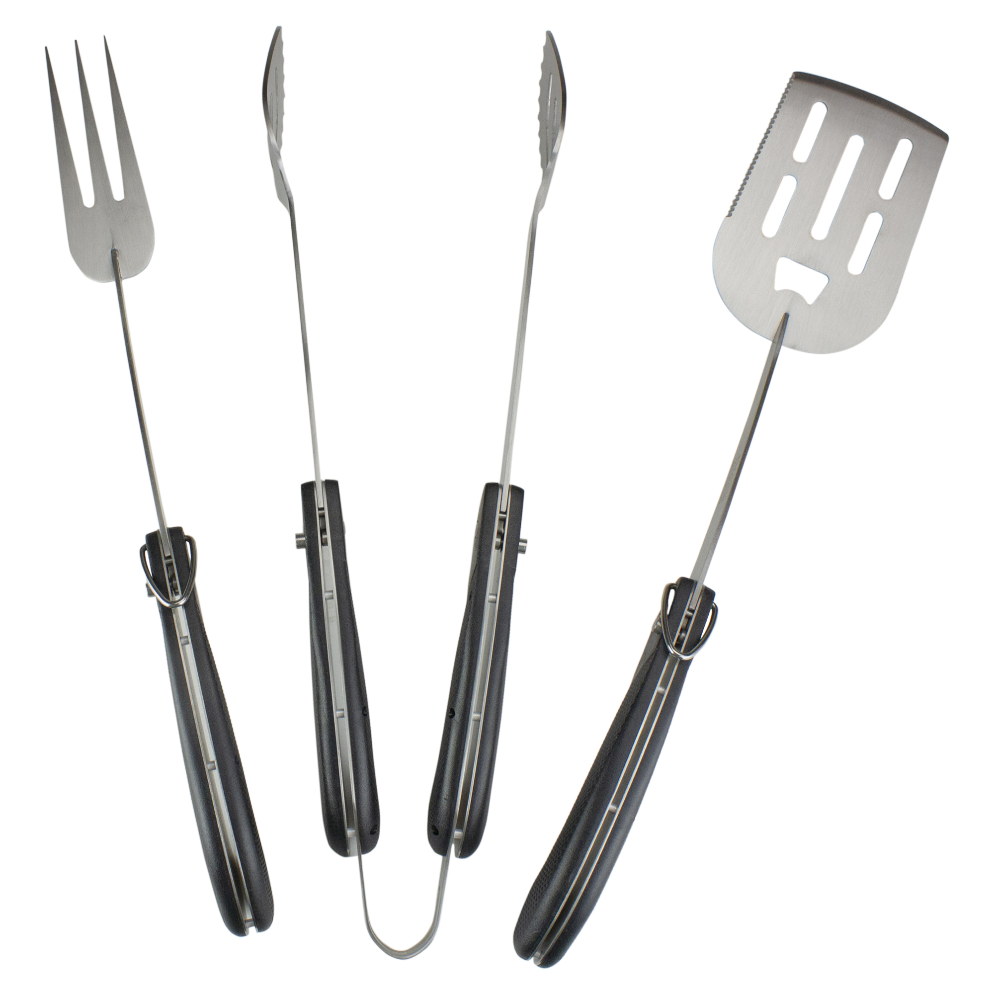 Avon Set of 3 Black and Silver Folding BBQ Tool Set 18" - image 2 of 3