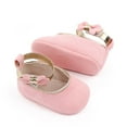 thumbnail image 3 of Dakaela Baby Girls Mary Jane Flats Infant Newborn Suede Walking Crib Shoes Ankle Strap Soft Sole Princess Wedding Dress Shoes Pink, 3 of 5