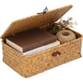 thumbnail image 1 of Cesta de Almacenamiento, Cestas de Almacenamiento de Pastos Marinos Naturales Caja de Tejida a Mano Multiusos Cestas Tejidas para Almacenamiento con Tapa Organizador Caja, 1 of 4