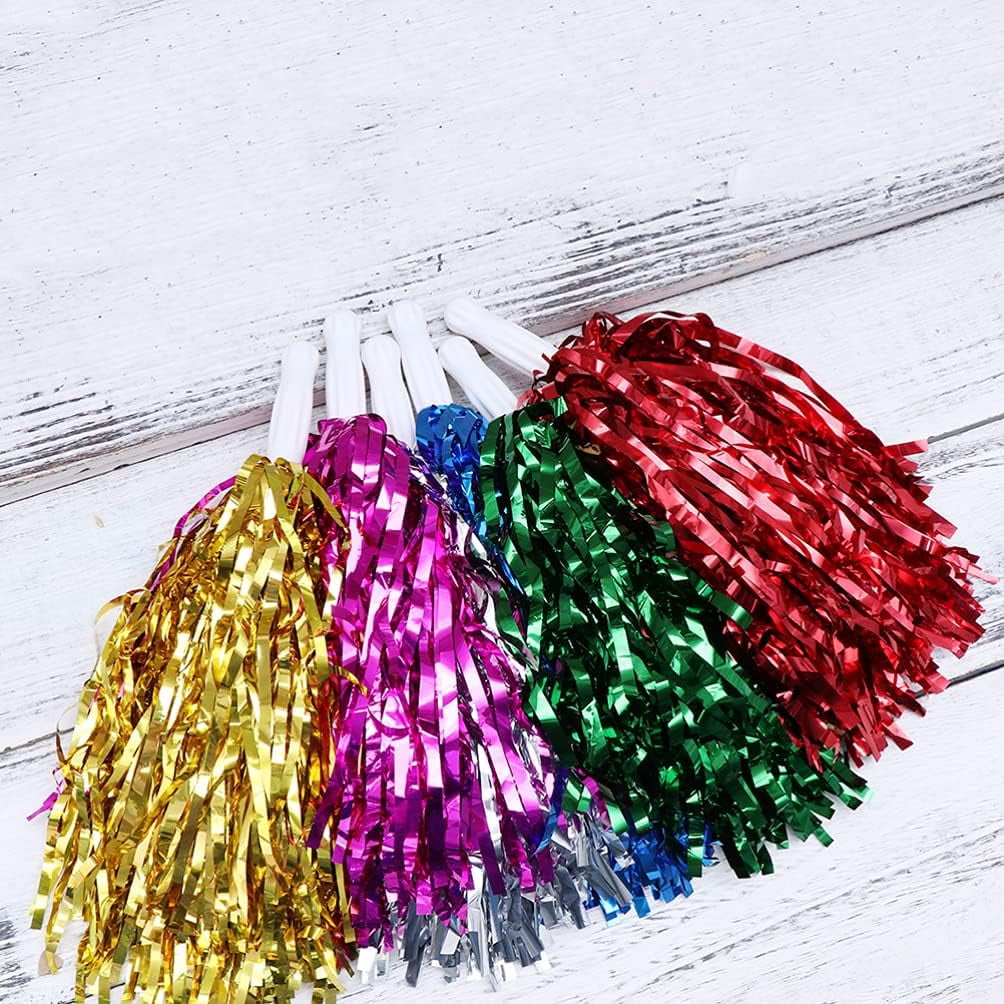 LINLIN 5 Pairs Cheerleading Pom Poms Hand Flowers Cheerleader Pompoms Cheering Hand Flowers for Sports Meeting Cheers Ball Game Dance Fancy Dress Night Party Assorted Color