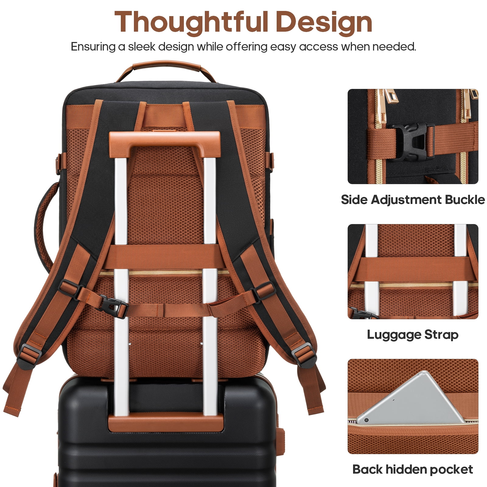 UKEIN Travel Backpack for Women Carry on Backpack Flight Approved 40L Personal Item Backpack Water Proof Backpack with Packing Cubes and Shoe Pocket