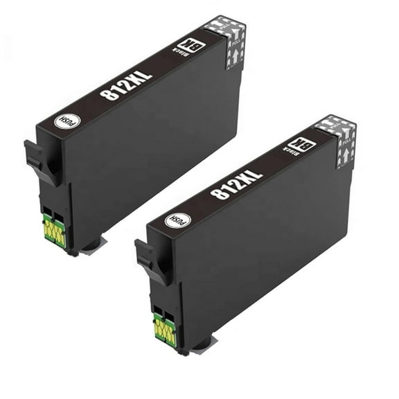 Replacement 812XL Black Ink Cartridges T812 812 XL Compatible Ink Cartridges for WF-7840 WF-7820 WF-7310 EC-C7000 Printer (2 Black)