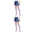 thumbnail image 3 of Qarigey Pack de 2 calcetines a rayas talla grande hasta el muslo transpirabilidad únicos cómodos cálidos fáciles de combinar sin medias rosa blanco rosa blanco 2piezas Qarigey CBP211217, 3 of 6