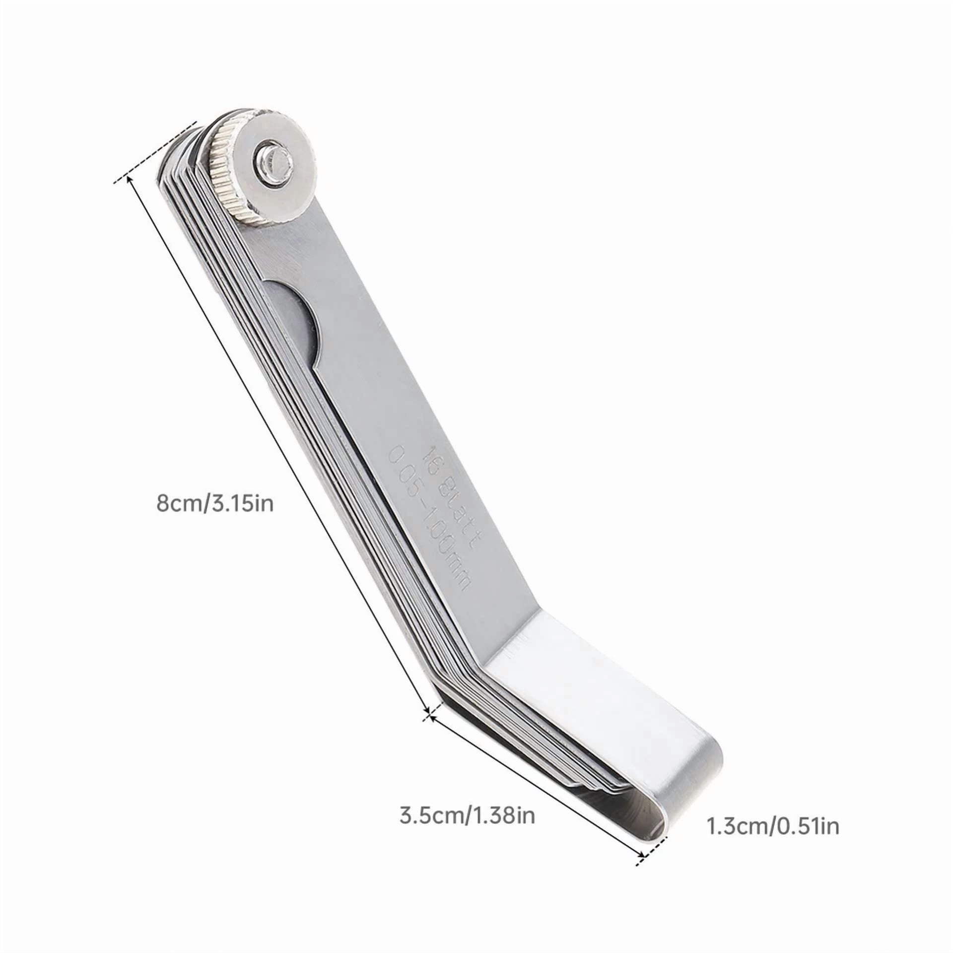 Zyler - 0.05 - 1Mm Curved Feeler Gauge 16 Blades Stainless Steel Metric Filled Us