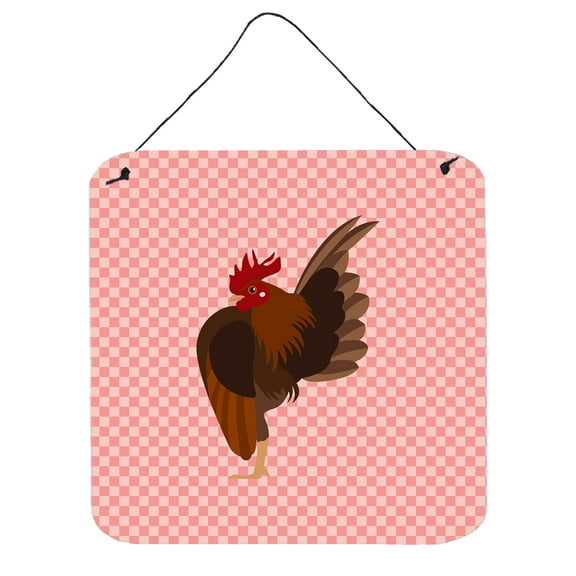 Carolines Treasures BB7842DS66 Malaysian Serama Chicken Pink Check Wall or Door Hanging Prints, 6 x 6 in.