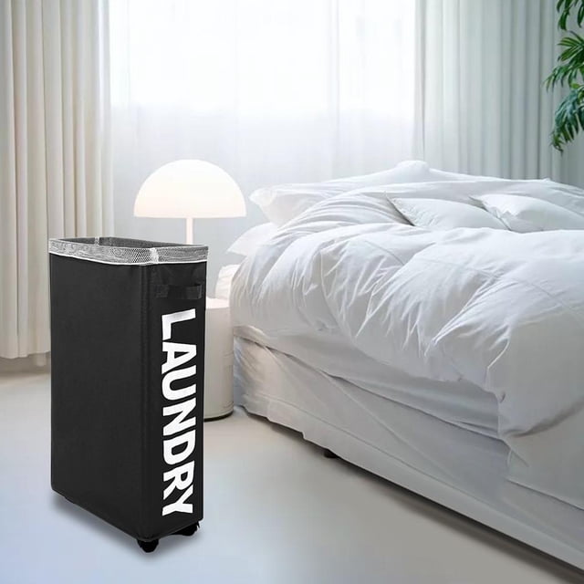 Carrito de lavandería con ruedas Perfecl Negro, Ropa sucia