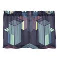 thumbnail image 7 of Yayeee Kitchen Curtains Tier Pair Light Filtering 27"x36" Rod Pocket Short Cafe Window Panel, Cube Stripes, 7 of 7