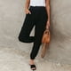 thumbnail image 4 of Pantalones casuales con cordón para mujer talla grande - Cintura elástica, bolsillos, poliéster, corte holgado, aptos para el día a día, la playa y para dormir, para todas las estaciones, 4 of 8