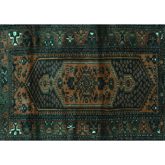Ahgly Company Machine Washable Indoor Rectangle Persian Turquoise Blue Traditional Area Rugs, 5' x 7'