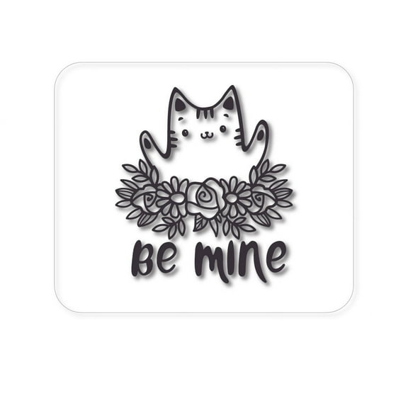 DistinctInk Mouse Pad - 1/4" Foam Rubber - Valentine Cat - Be Mine Flowers