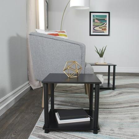 Mainstays No Tools End Tables, Solid Black, Set of 2