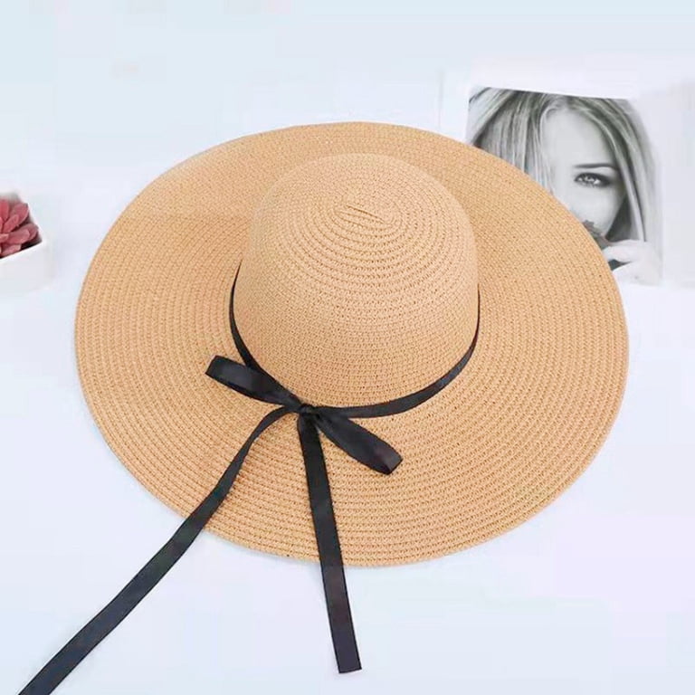 Wide Rim ? Women Big Brim Straw Hat Sun Floppy Wide Brim Hats Bowknot  main image 4