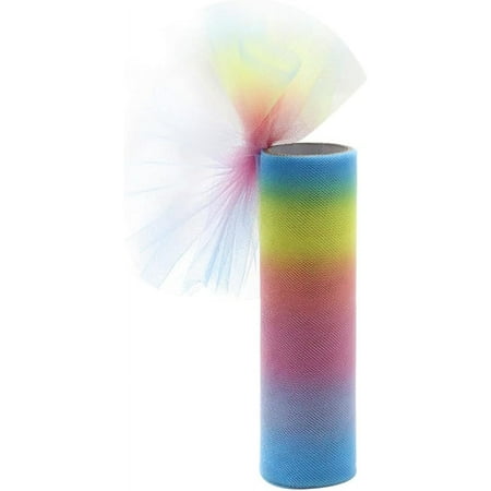 3 Roll 9 Yards 6 Inch Rainbow Tulle Fabric Rolls Colorful Gradient Polyester Ribbon Mesh Sheer Tulle Netting Bulk Rolls with Spool for Sewing Making Crafts Dress Tutu Skirt Home Decor DIY Supply