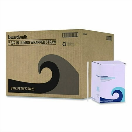 Boardwalk Flexible Wrapped Straws, 7.75", Plastic, White, 500/Pack, 20 Packs/Carton