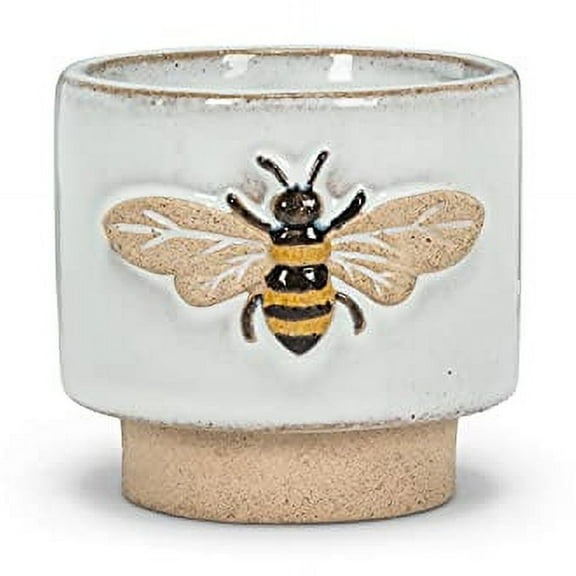 Abbott Collection 27-CRITTER-844-SM Small Single Emboss Bee Planter, White