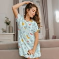 thumbnail image 3 of Kdxio Space With Dino Astronauts Pattern Womens Short Sleeve Sleepshirt Scoopneck Cute Nightdress Ruffle Comfy Nightgown, 3 of 6