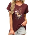 thumbnail image 3 of Hrsba Blouses for Women,Pretty Floral Print Crewneck Short Sleeve T Shirt Summer Casual Tops for Ladies, 3 of 4
