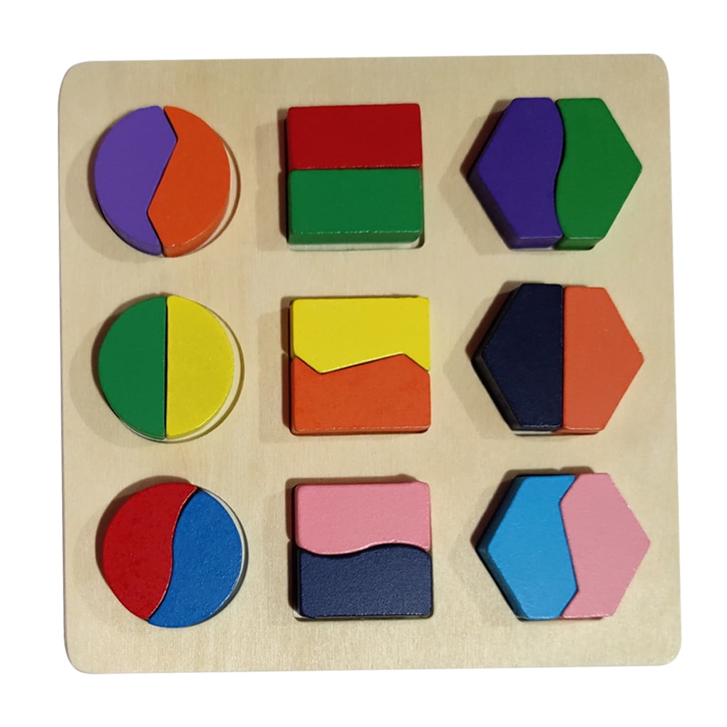 Wooden Geometric Board Baby Kids Puzzle Brain Teaser Learning Educational  jt 