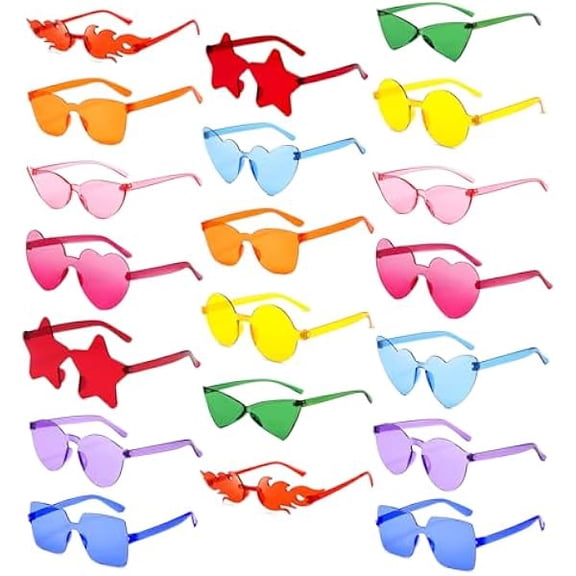 ZLCB10/20/40 Pack Fun Colorful Rimless Party Sunglasses Bulk Retro Funny Glasses Set for Bachelor Party Favors