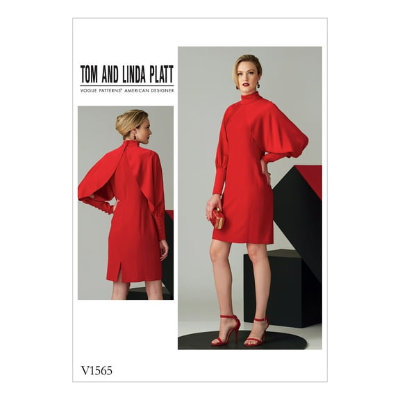 Vogue Patterns Sewing Pattern Misses' High Neck Dress with Full Sleeves-14-16-18-20-22