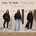 thumbnail image 4 of 3 Pack Women’s Oversized Crew Neck Sweatshirts – Fleece Lined Bulk Wholesale Pullover Sweaters for Charities & Events –Black-L, 4 of 8