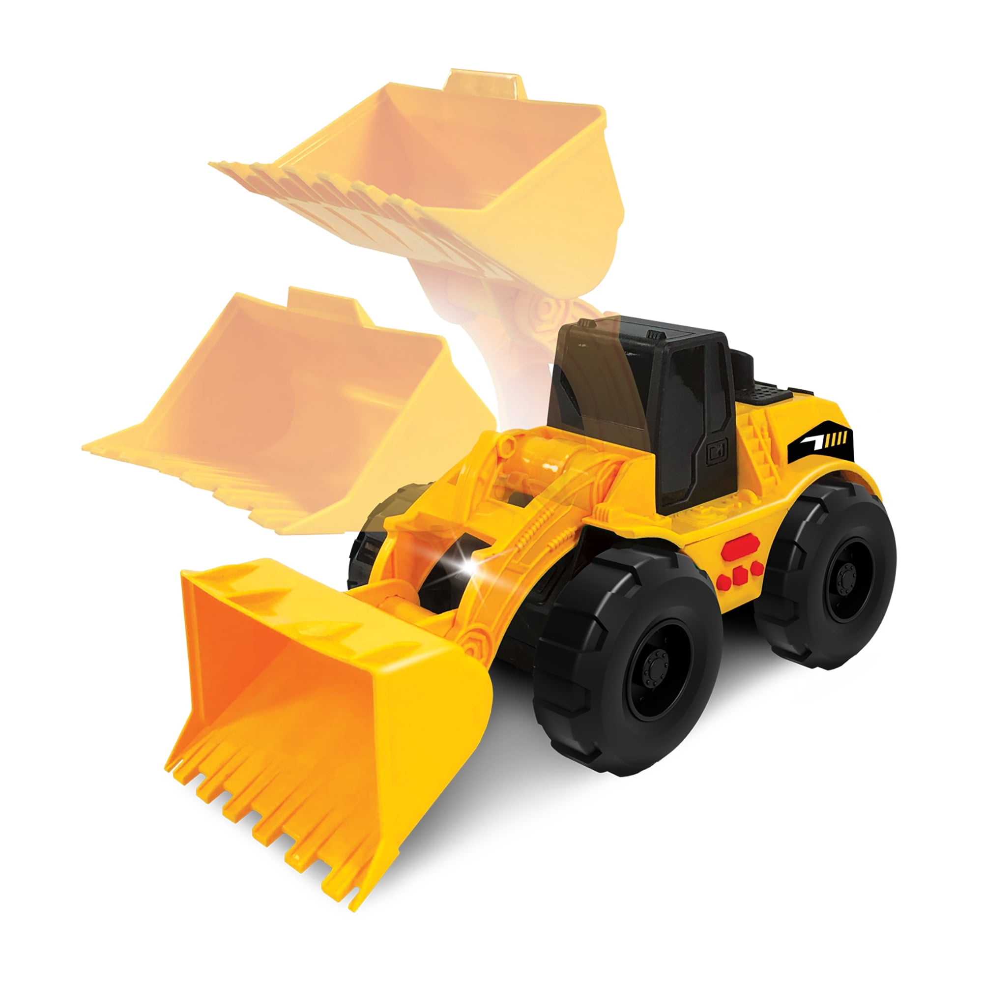 Mighty Tuff Crew Lights & Sounds 3-Pack Vehicles Set, Friction Powered Dump Truck, Excavator and Earth Mover Vehicle Set, Children Ages 3 Years and Up