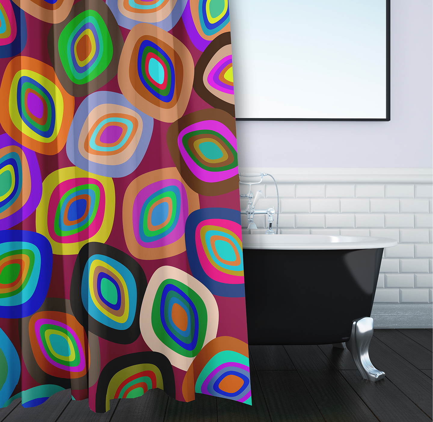 Simply Daisy 70" W x 73" L Modern Leaf Pile Polyester Shower Curtain, Multi [1 Ct]